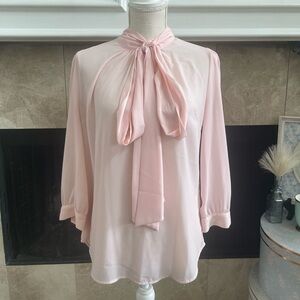 New York & Company Pink Blouse with Bow